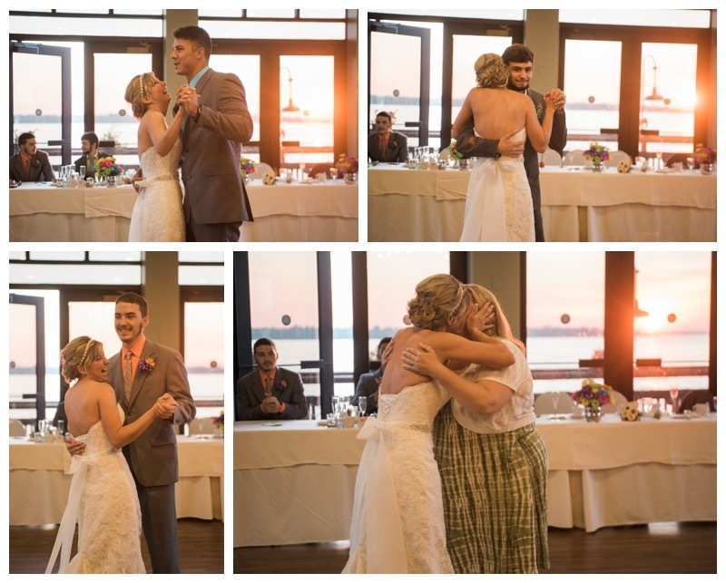Bride dances with sons and friend.